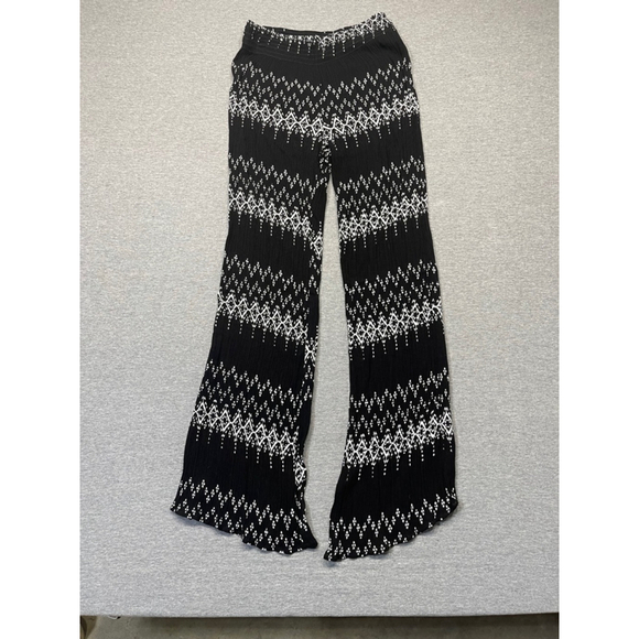 Friday Pants - Women's Friday Black & White Printed Pants Size S Pull on Y2K